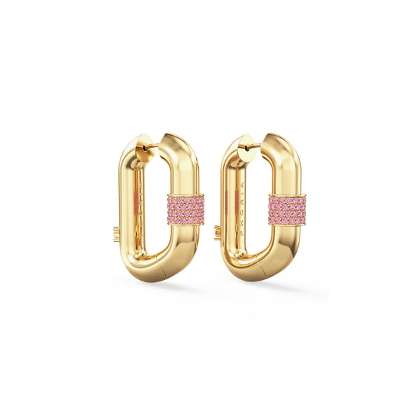 ピアス Carabiner Hoop Earrings #5275 Shop Vice Carabiner Hoop Earrings 18ct Gold Vermeil (Pink
